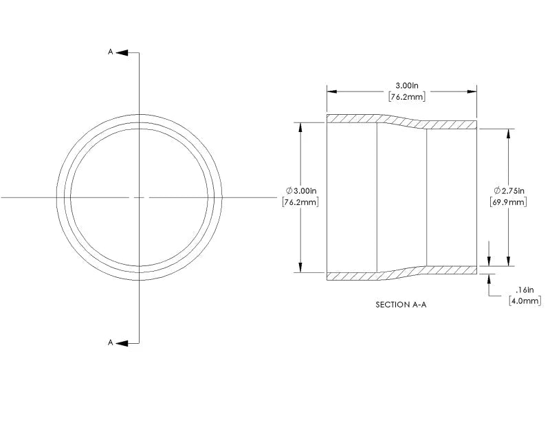 aFe POWER Universal Products Coupler Kit (3 x 2-3/4)in ID x 3in L - Black - Detail View