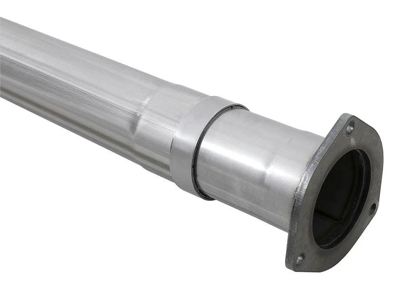 aFe Power 15-16 Ford F250/F350 6.7L Diesel Rebel XD 4in 409 SS DPF-Back Exhaust System - Pol Tips - Side View