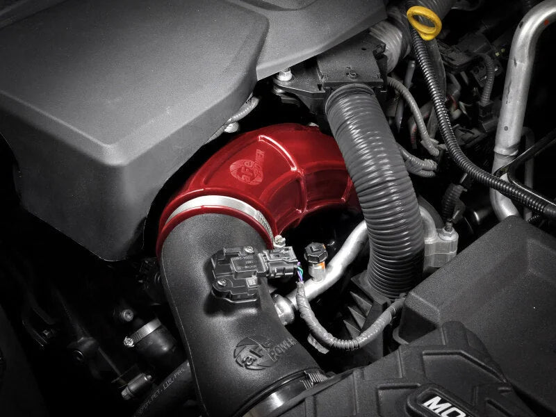 aFe Power 22-24 Toyota Land Cruiser (J300) / 22-24 Toyota Tundra V6-3.4L (tt) Red Turbo Inlet Pipes - Side View