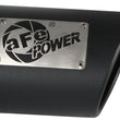 Load image into Gallery viewer, aFe Power Diesel Exhaust Tip Black- 4 in In x 5 out X 12 in Long Bolt On (Right) - Back View