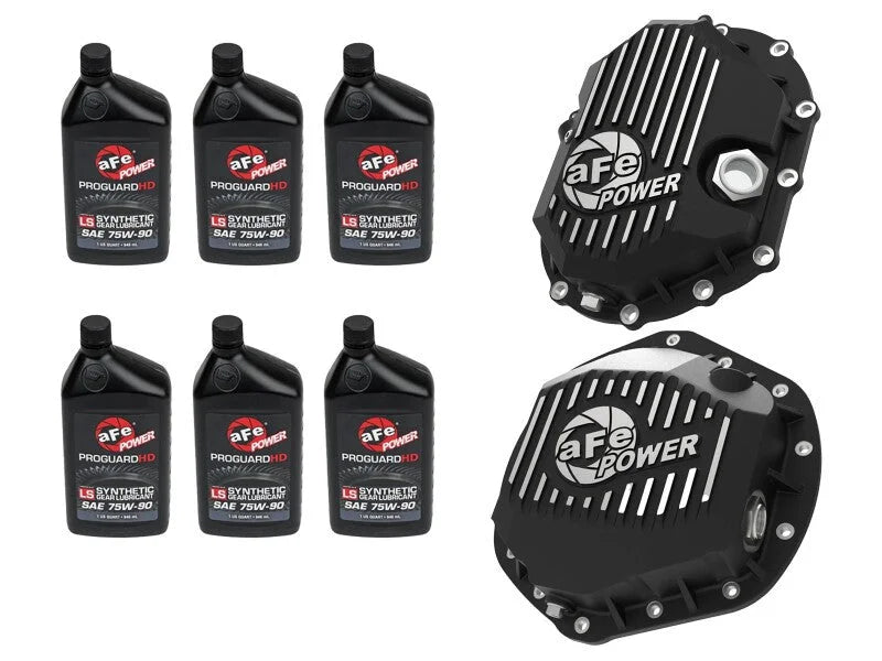aFe Power Front/Rear Diff Cover Kit w/ Oil 9.25-12 & fits 2011-2019 Chevrolet Silverado 2500 / 2011-2019 Chevrolet Silvera...