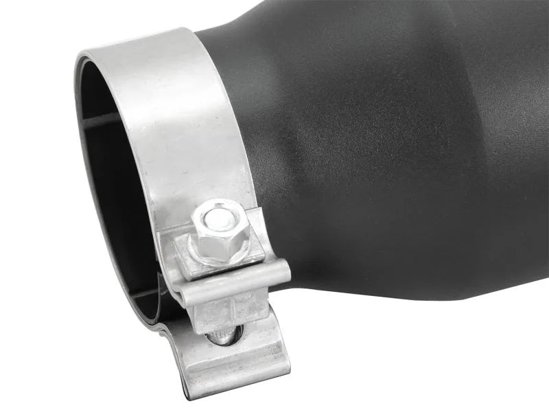 aFe Power Gas Exhaust Tip Black- 3 in In x 4.5 out X 9 in Long Bolt On (Black) - Installation View
