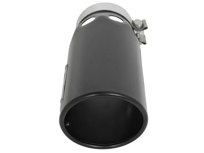 aFe Power Intercooled Tip Stainless Steel - Black 4in In x 5in Out x 12in L Bolt-On - Back View