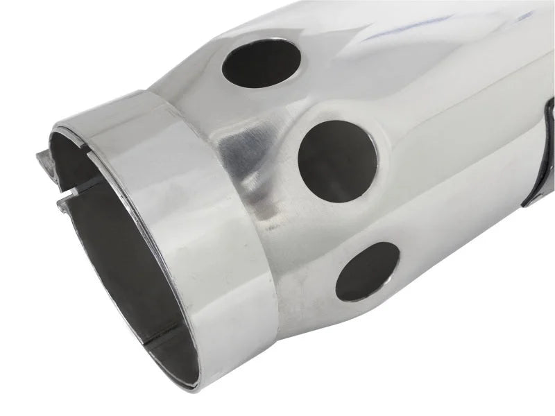 aFe Power Intercooled Tip Stainless Steel - Polished 4in In x 5in Out x 12in L Bolt-On - Side View