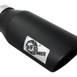 Load image into Gallery viewer, aFe Power MACH Force-Xp 4in In x 6in Out x 15in L Driver Side Clamp-On 4in 409 SS Exhaust Tip-Black - Main Product View