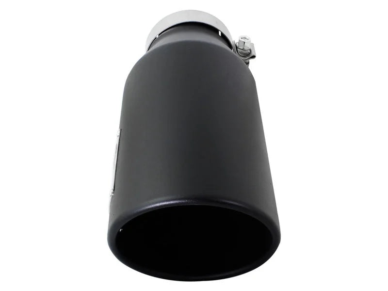 aFe Power MACH Force-Xp 4in In x 6in Out x 15in L Driver Side Clamp-On 4in 409 SS Exhaust Tip-Black - Side View