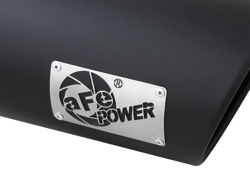 aFe Power MACH Force-Xp 4in In x 6in Out x 15in L Driver Side Clamp-On 4in 409 SS Exhaust Tip-Black - Back View