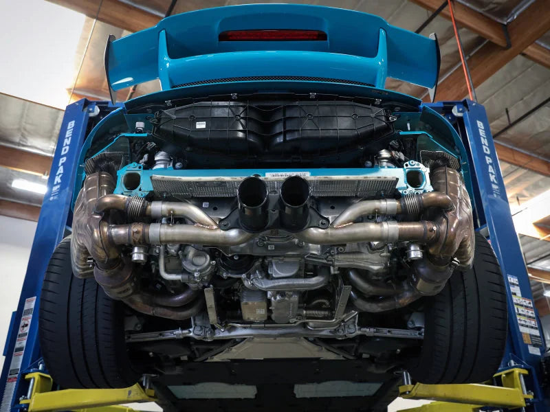 aFe Power MACHForce XP 304 Stainless Secondary Muffler Delete Pipe 14-19 Porsche 911 GT3 3.8L/4.0L - Side View