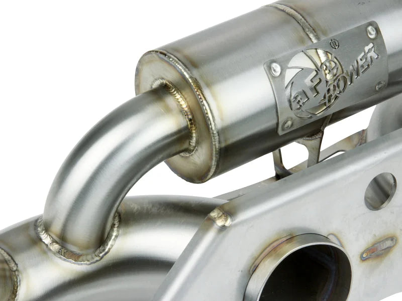 aFe Power MACHForce XP 304 Stainless Secondary Muffler Delete Pipe 14-19 Porsche 911 GT3 3.8L/4.0L - Back View