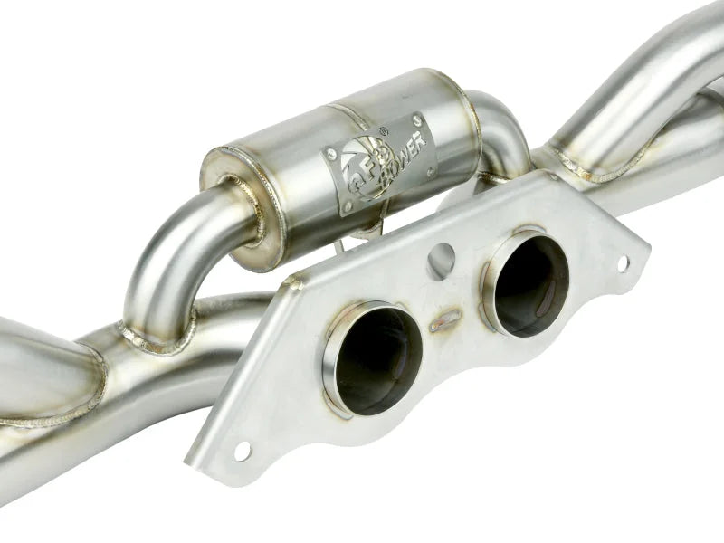 aFe Power MACHForce XP 304 Stainless Secondary Muffler Delete Pipe 14-19 Porsche 911 GT3 3.8L/4.0L - Installation View