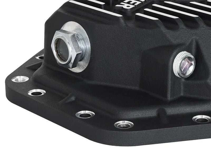 aFe Power Pro Ser Rear Diff Cover Black w/Mach Fins 2017 Ford Diesel Trucks V8-6.7L(td) Dana M275-14 - Side View