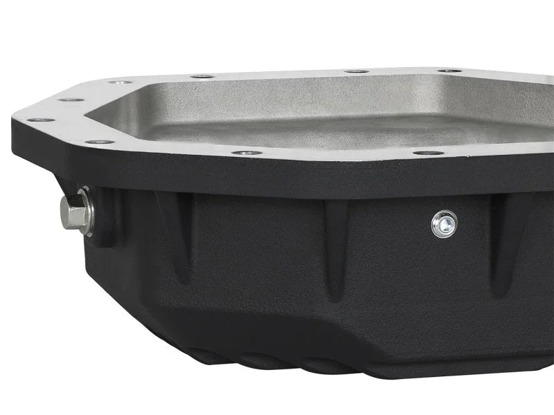 aFe Power Pro Ser Rear Diff Cover Black w/Mach Fins 2017 Ford Diesel Trucks V8-6.7L(td) Dana M275-14 - Back View