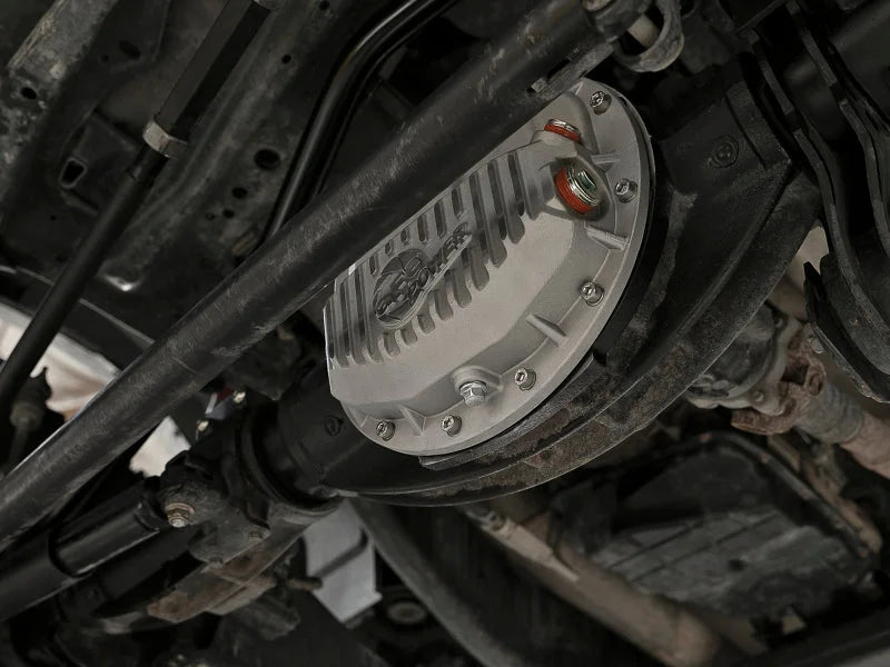 aFe Power Street Series Front Differential Cover Raw w/ Machined Fins 13-18 RAM V8 5.7/6.4L - Side View