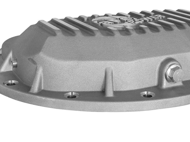 aFe Power Street Series Front Differential Cover Raw w/ Machined Fins 13-18 RAM V8 5.7/6.4L - Back View