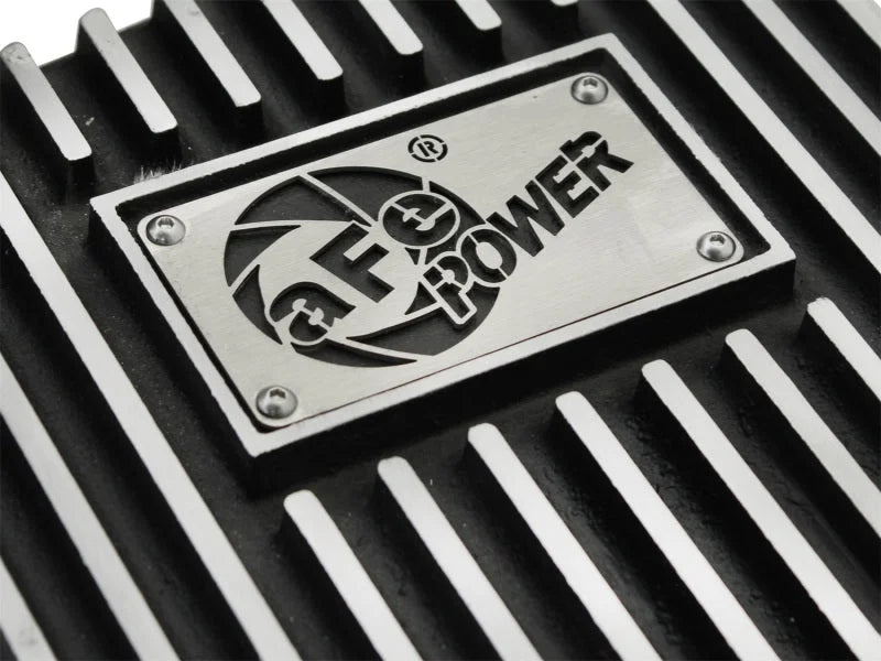 aFe Power Transmission Pan Black Machined 09-14 Ford 6R80 F-150 Trucks - Back View