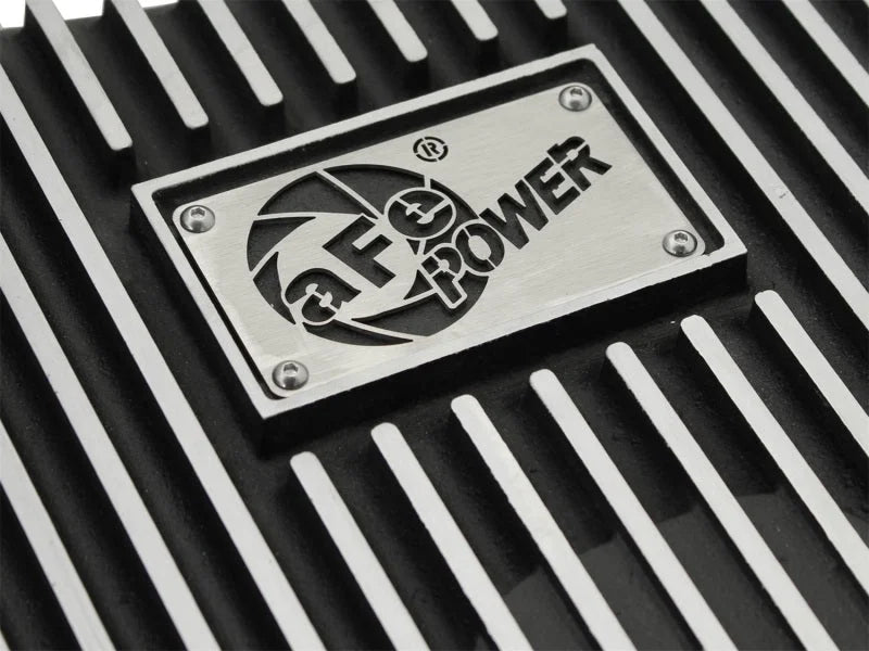 aFe Power Transmission Pan Black Machined 11-14 Ford 6R140 Trucks V8 6.7L (td) - Back View