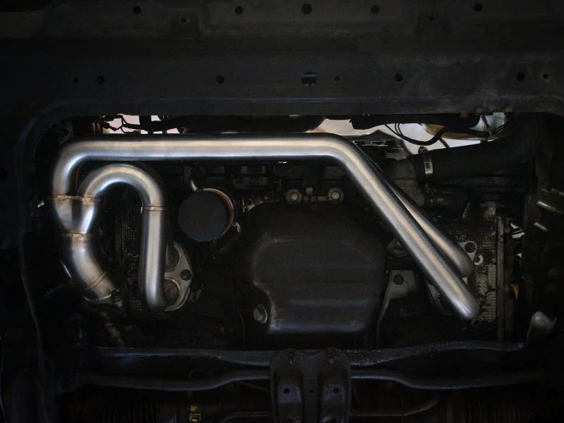 aFe Power Twisted Steel Long Tube Header 02-19 Subaru Impreza WRX/STI/Legacy (Unequal Length) - Side View