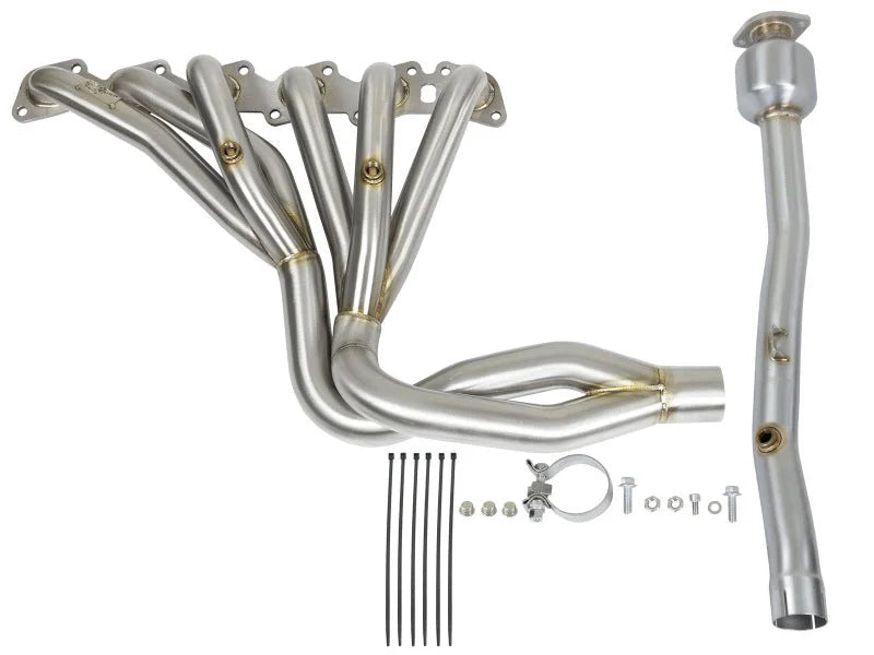aFe Power Twisted Steel Long Tube Header & Connection Pipes (Street Series) 01-16 Nissan Patrol - Side View