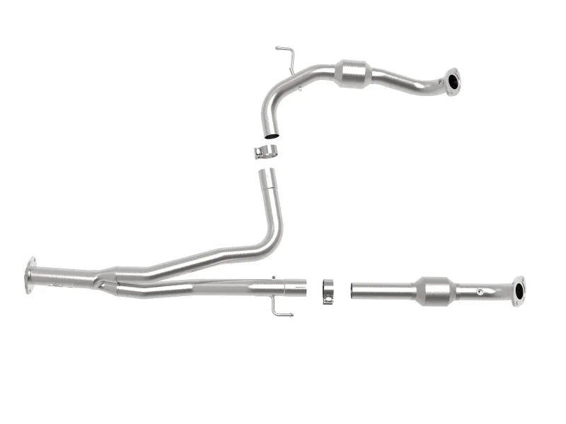 aFe Power Twisted Steel Y-Pipe w/ Cat SS 16-20 Toyota Tacoma V6 3.5L (4WD Only) - Installation View