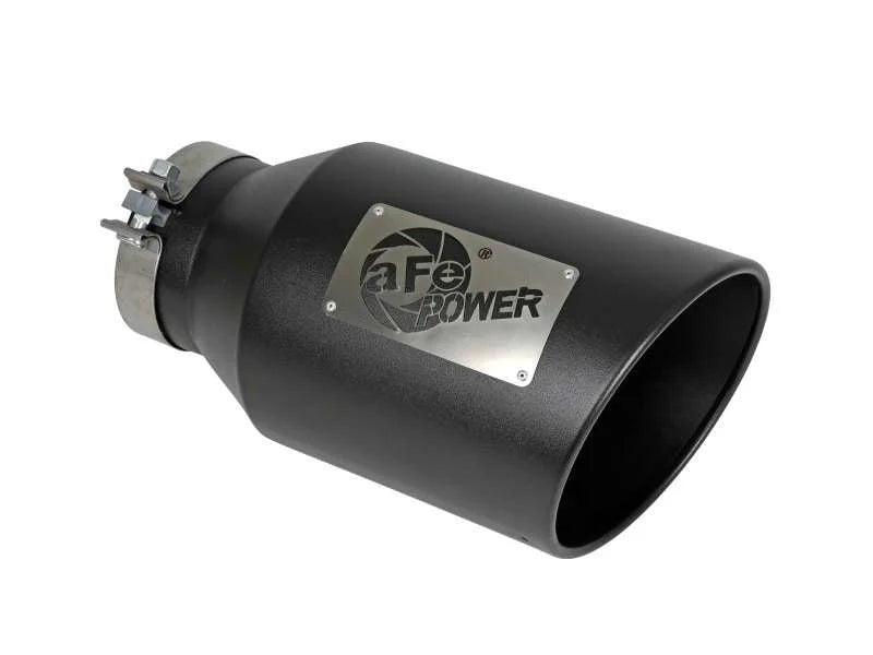 aFe Power Universal 5in Inlet 8in Outet MACH Force-XP Clamp-On Exhaust Tip - Black - Main Product View