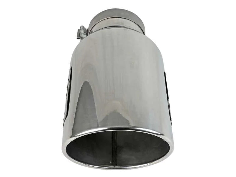 aFe Power Universal 5in Inlet 8in Outet MACH Force-XP Clamp-On Exhaust Tip - Polished - Side View