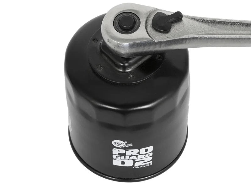 aFe ProGuard D2 Oil Filter w/ 3/8in Ratchet Drive to Remove Filter 07-11 Jeep Wrangler JK V6-3.8L - Installation View