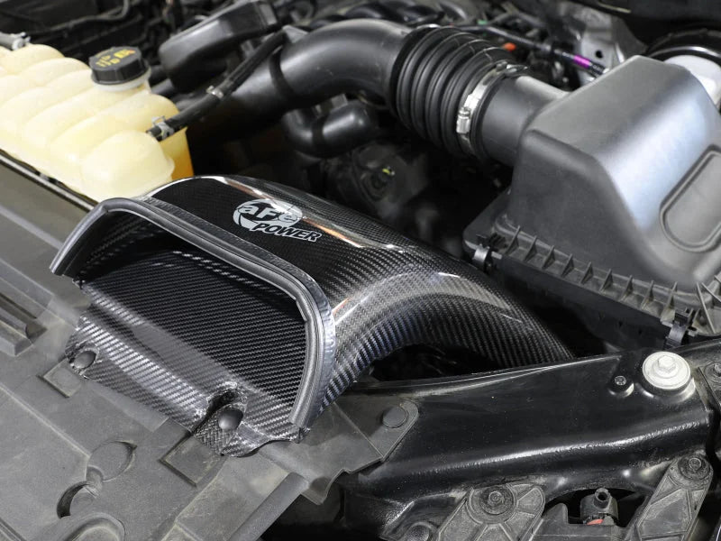 aFe Quantum Cold Air Intake System Scoop 18-20 Ford F150 EcoBoost V6-3.5L/2.7L - Carbon Fiber - Side View