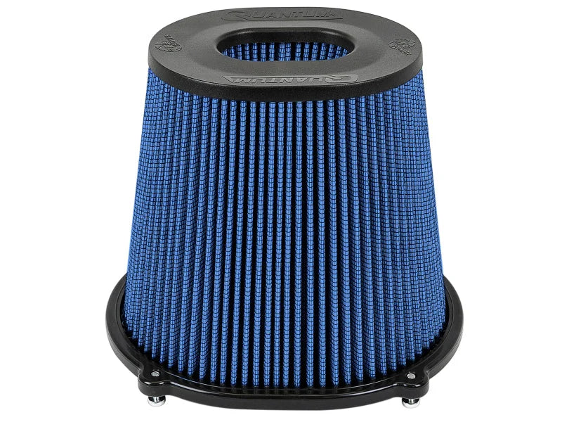 aFe Quantum Pro-5 R Air Filter Inverted Top - 5in Flange x 8in Height - Oiled P5R - Back View