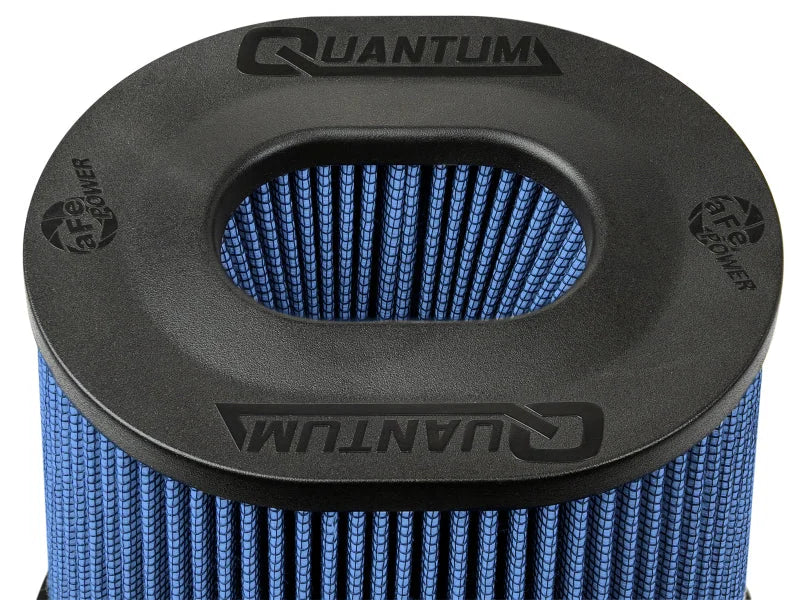 aFe Quantum Pro-5 R Air Filter Inverted Top - 5in Flange x 9in Height - Oiled P5R - Installation View