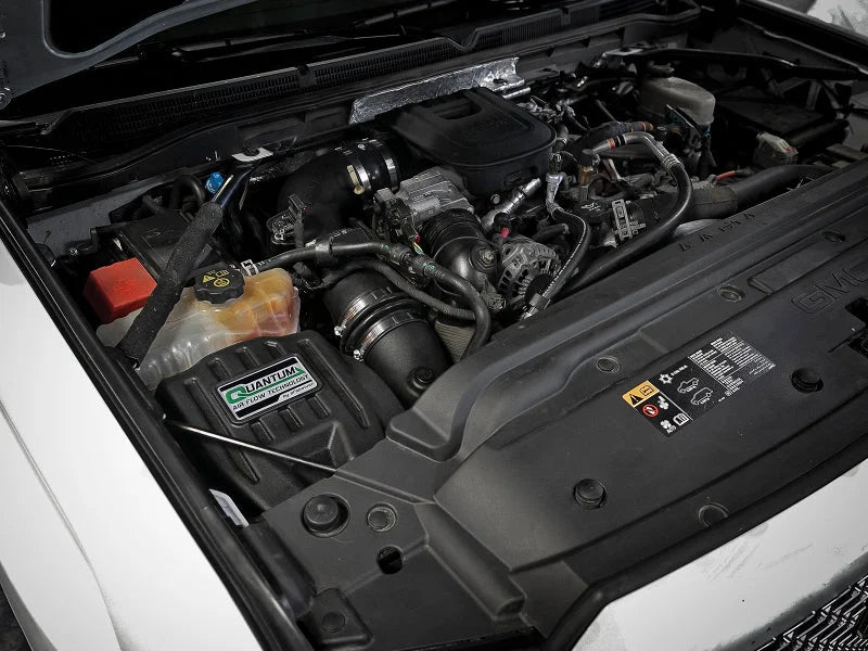 aFe Quantum Pro 5R Cold Air Intake System 11-16 GM/Chevy Duramax V8-6.6L LML - Oiled - Side View