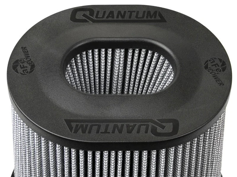 aFe Quantum Pro DRY S Air Filter Inverted Top - 5in Flange x 8in Height - Dry PDS - Side View