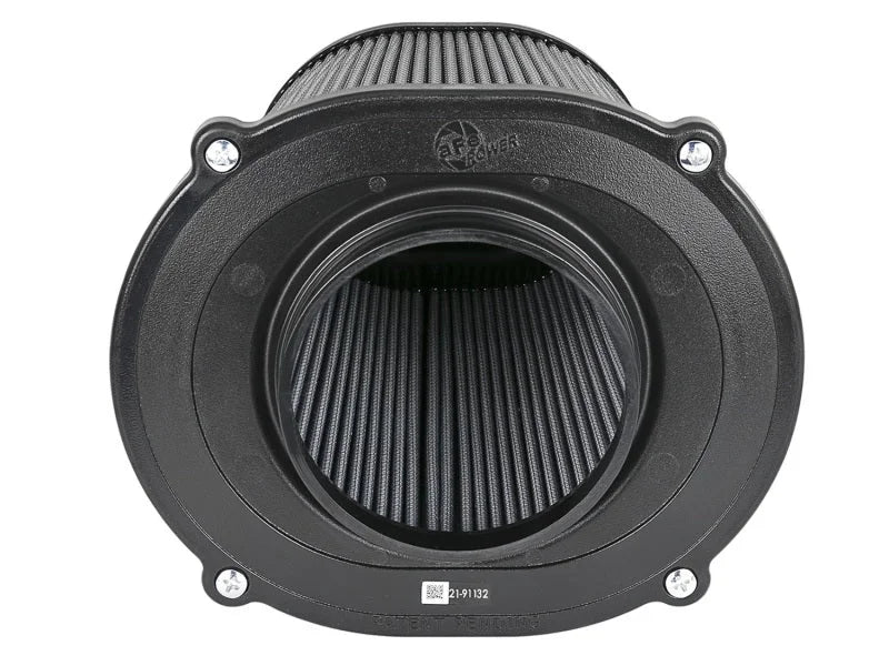 aFe Quantum Pro DRY S Air Filter Inverted Top - 5in Flange x 8in Height - Dry PDS - Installation View