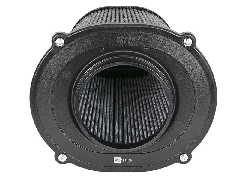 aFe Quantum Pro DRY S Air Filter Inverted Top - 5in Flange x 9in Height - Dry PDS - Installation View