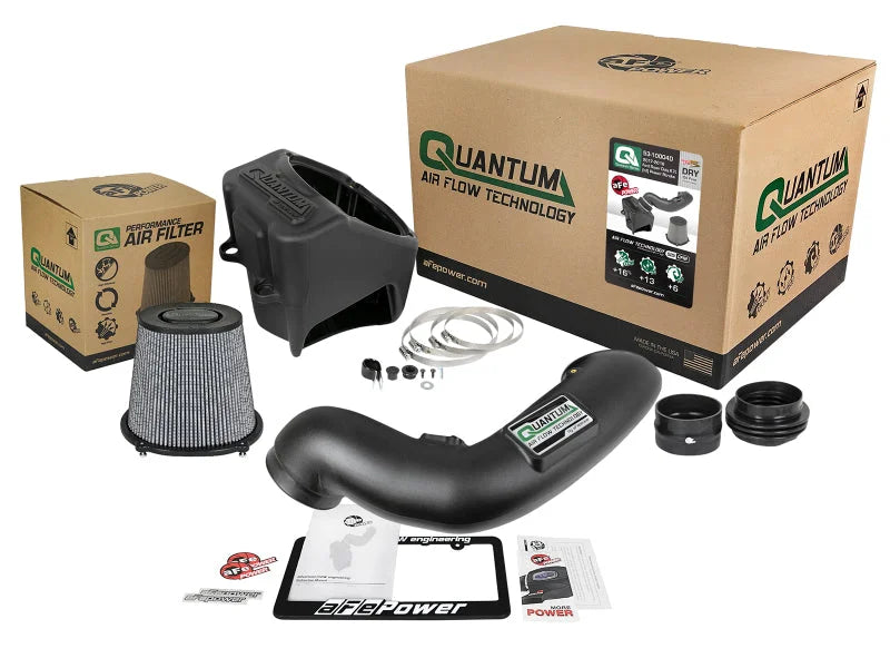 aFe Quantum Pro DRY S Cold Air Intake System 17-18 Ford PowerStroke V8 6.7L (td) - Back View
