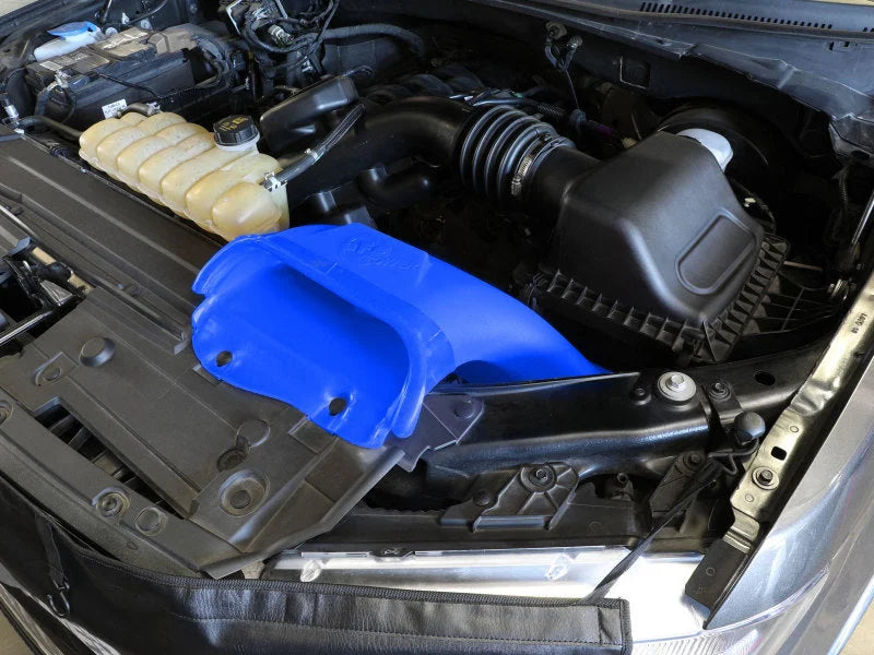 aFe Rapid Induction Dynamic Air Scoop 2021+ Ford F-150V6/V8 - Blue - Back View