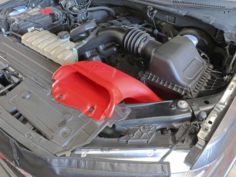 aFe Rapid Induction Dynamic Air Scoop 2021+ Ford F-150V6/V8 - Red - Back View