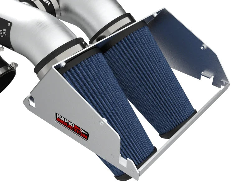 aFe Rapid Induction Pro 5R Cold Air Intake System Brushed 21-22 Ford F-150 Raptor V6-3.5L (tt) - Back View