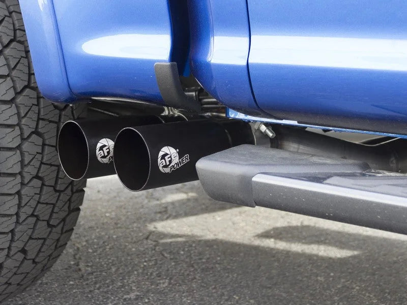 aFe Rebel 3in 409 SS Cat-Back Exhaust 2021 Ford F-150 V6 2.7L/3.5L (tt)/V8 5.0L w/ Black Tips - Side View