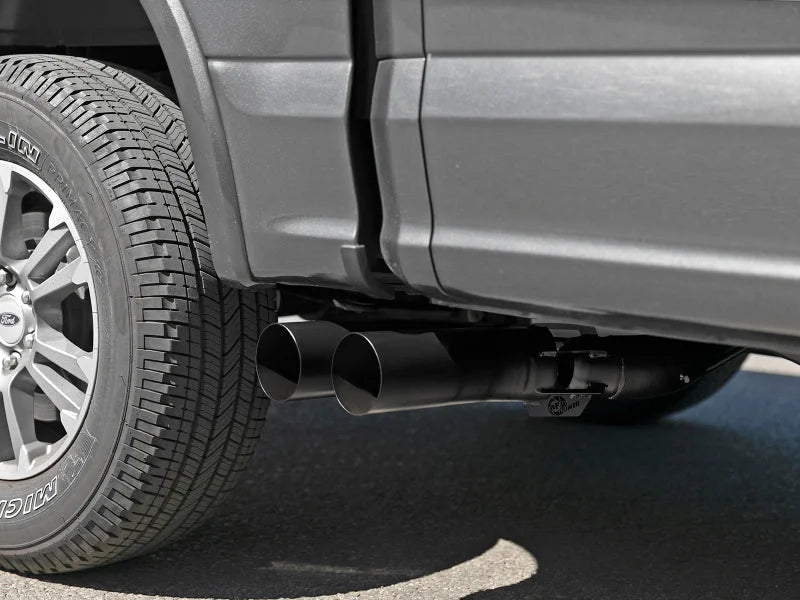 aFe Rebel DPF-Back 409 SS Exhaust System w/Dual Black Tips 18-19 Ford F-150 V6 3.0L (td) - Side View