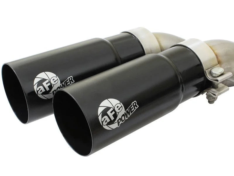 aFe Rebel Exhausts 3in SS Cat-Back 09-14 Ford F-150 4.6/5.0/5.4L w/ Black Tips - Back View