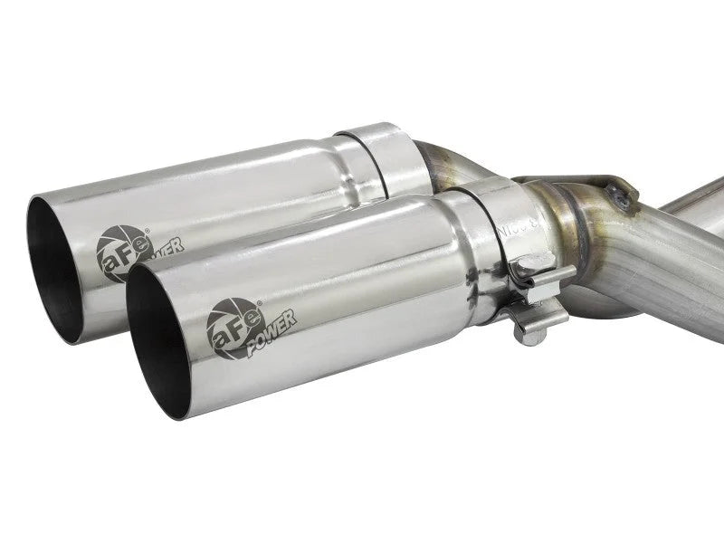 aFe Rebel Exhausts 3in SS Cat-Back 09-14 Ford F-150 4.6/5.0/5.4L w/ Polished Tips - Back View