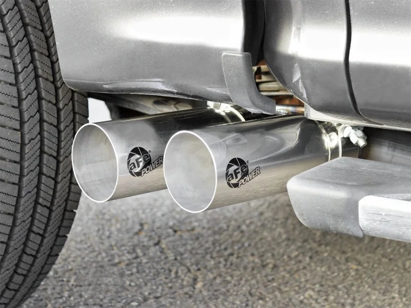 aFe Rebel Exhausts 3in SS Cat-Back 15-16 Ford F-150 EcoBoost V6 2.7/3.5L V8 5.0L w/ Polished Tips - Back View
