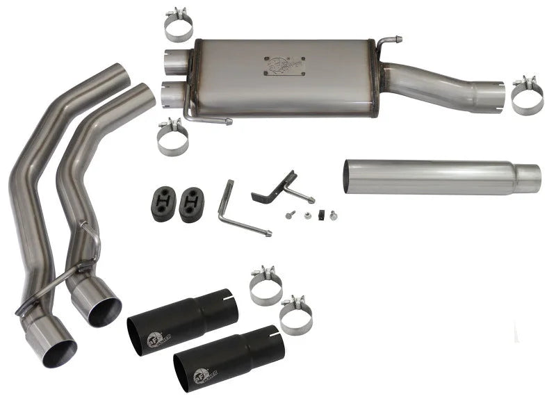 aFe Rebel Exhausts Cat-Back SS Ford F-150 04-08 V8 4.6/5.4L w/ Black Tips - Back View