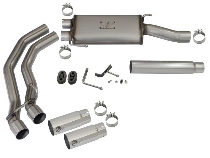 aFe Rebel Exhausts Cat-Back SS Ford F-150 04-08 V8 4.6/5.4L w/ Polished Tips - Back View