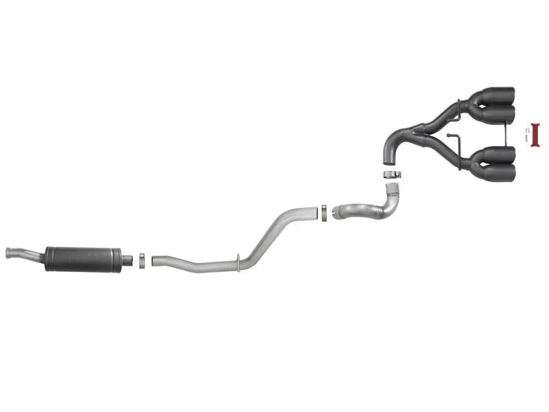 aFe Rebel Series 2.5in. 304 SS C/B Exhaust System 2018 Jeep Wrangler (JL) V6-3.6L - Black Tip - Additional View 9