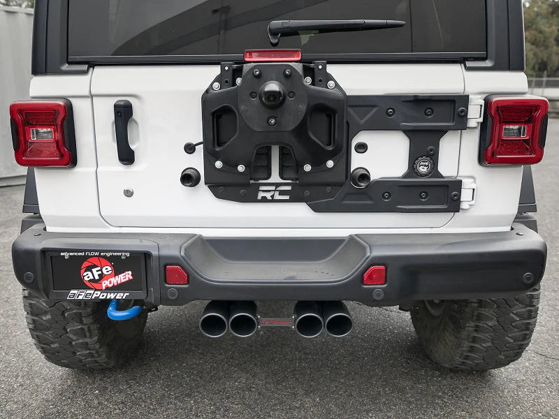 aFe Rebel Series 2.5in 304 SS Cat-Back Exhaust w/ Black Tip 18-20 Jeep Wrangler (JL) - Installation View