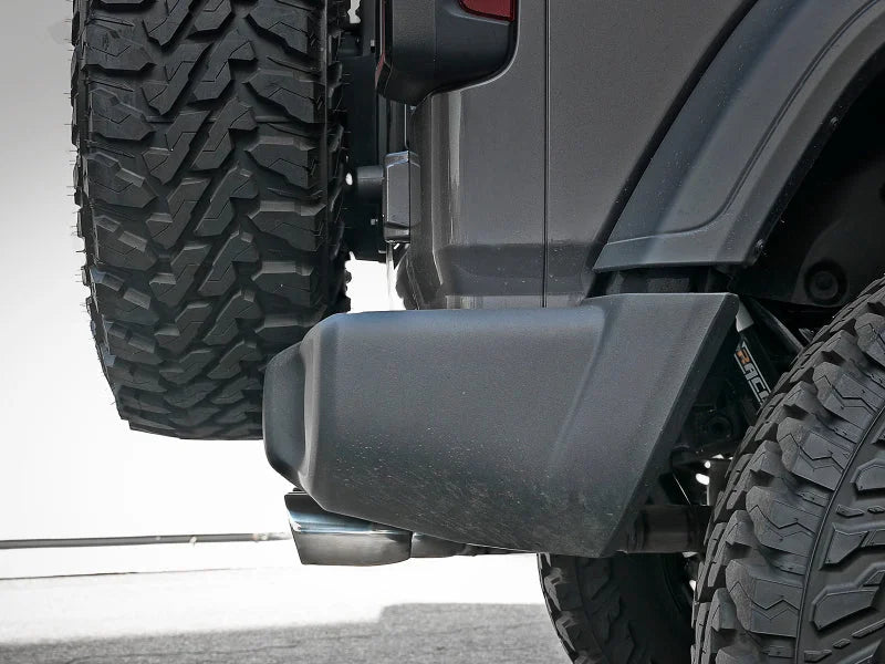 aFe Rebel Series 2.5in 304 SS Cat-Back Exhaust w/ Polished Tip 18-20 Jeep Wrangler (JL) - Side View