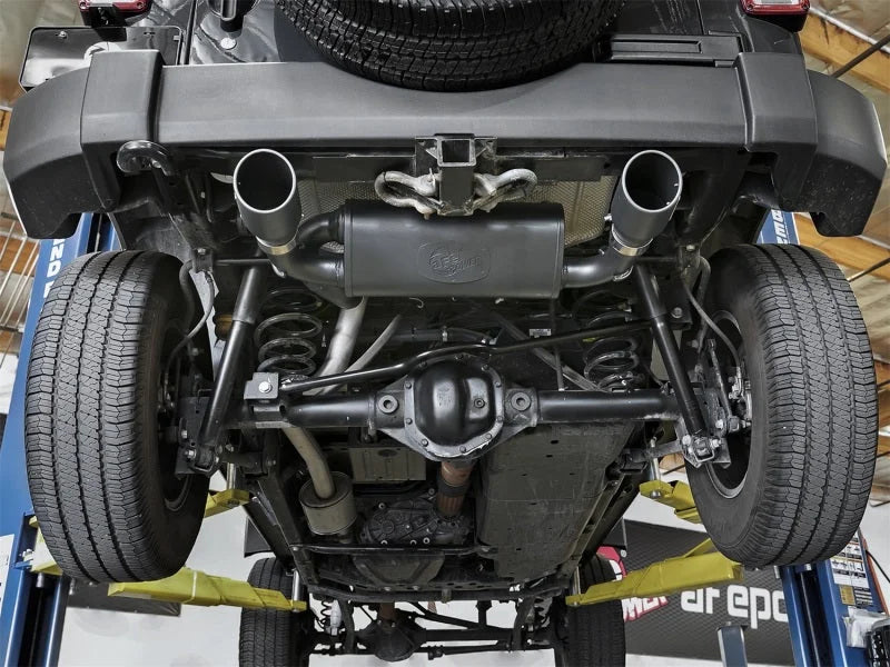 aFe Rebel Series 2.5in 409 SS Axle-Back Exhaust w/ Black Tips 2007+ Jeep Wrangler (JK) V6 3.6L/3.8L - Additional View 8