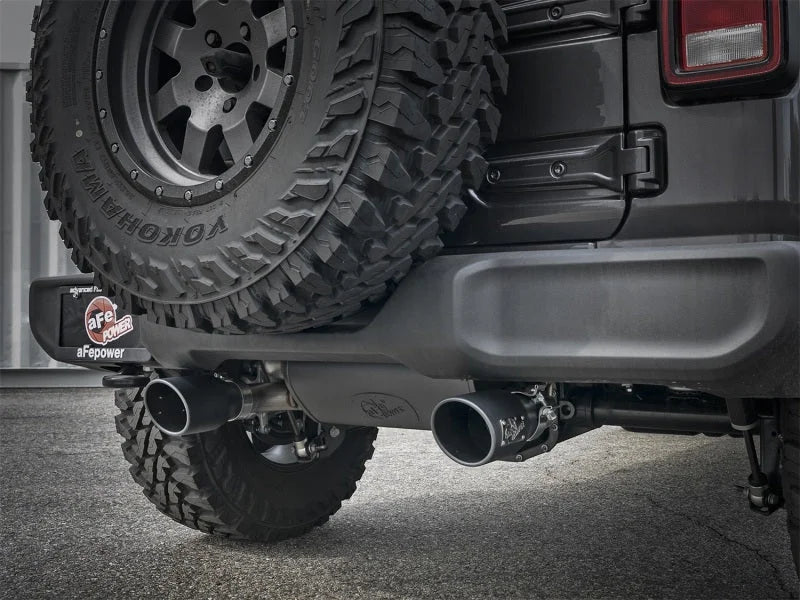aFe Rebel Series 2.5in 409 SS Axle-Back Exhaust w/ Black Tips 2018+ Jeep Wrangler (JL) V6 3.6L - Installation View