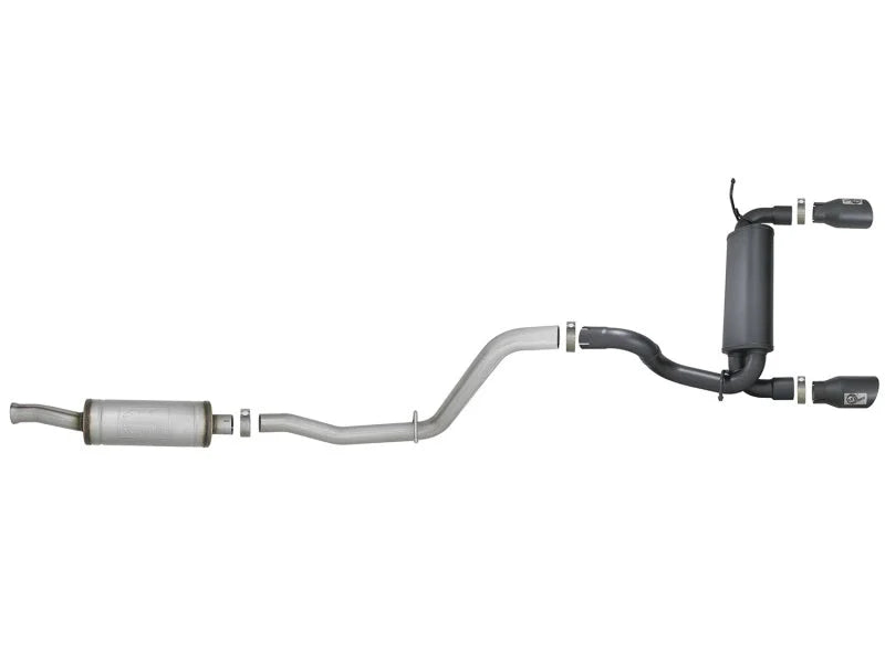 aFe Rebel Series 2.5in 409 SS Cat-Back Exhaust System w/ Black Tips Jeep Wrangler (JL) 2018 V6 3.6L - Back View